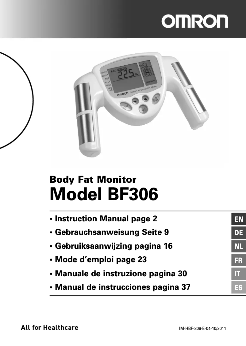 Imagen de la primera página del manual del dispositivo BF306