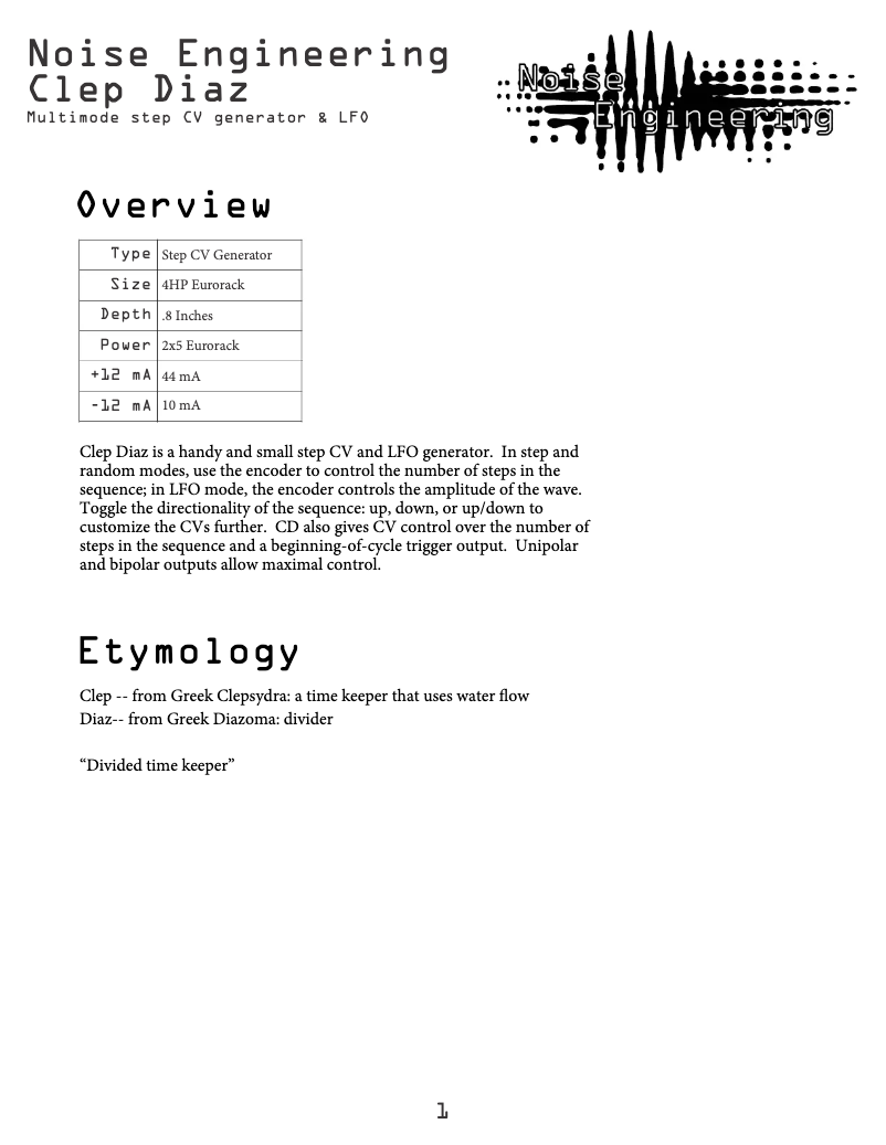 Imagen de la primera página del manual del dispositivo Clep Diaz