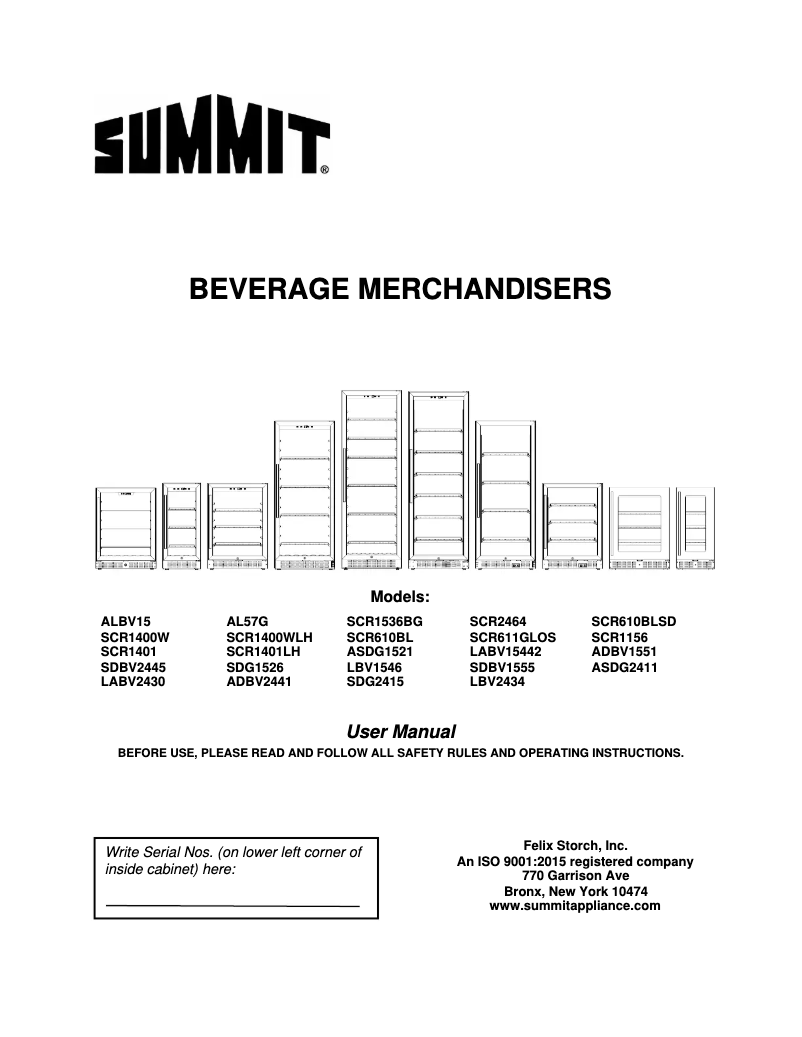 Página 1 del manual Manual de usuario Summit SCR1156CSS