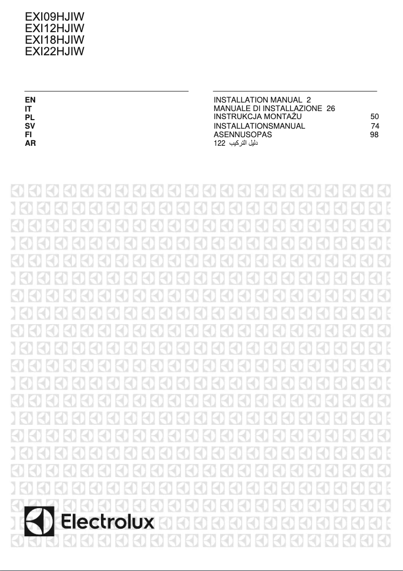 Página 1 del manual Guía de instalación Electrolux EXI18HJIWI