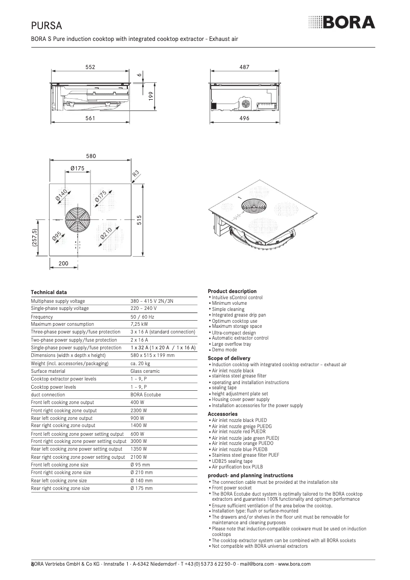 Página 1 del manual Ficha técnica BORA S Pure