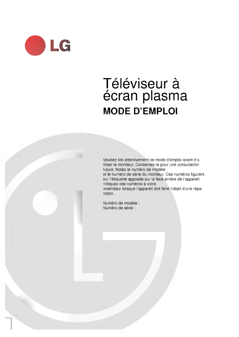 Imagen de la primera página del manual del dispositivo RZ-42PY10X