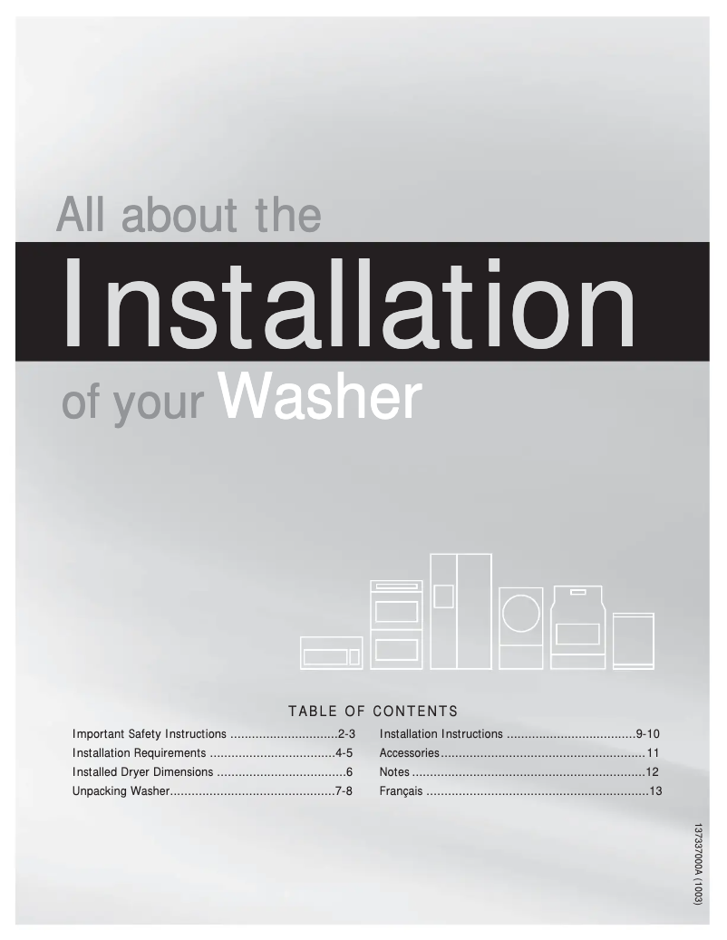 Página 1 del manual Guía de instalación Frigidaire FAFW4011LB