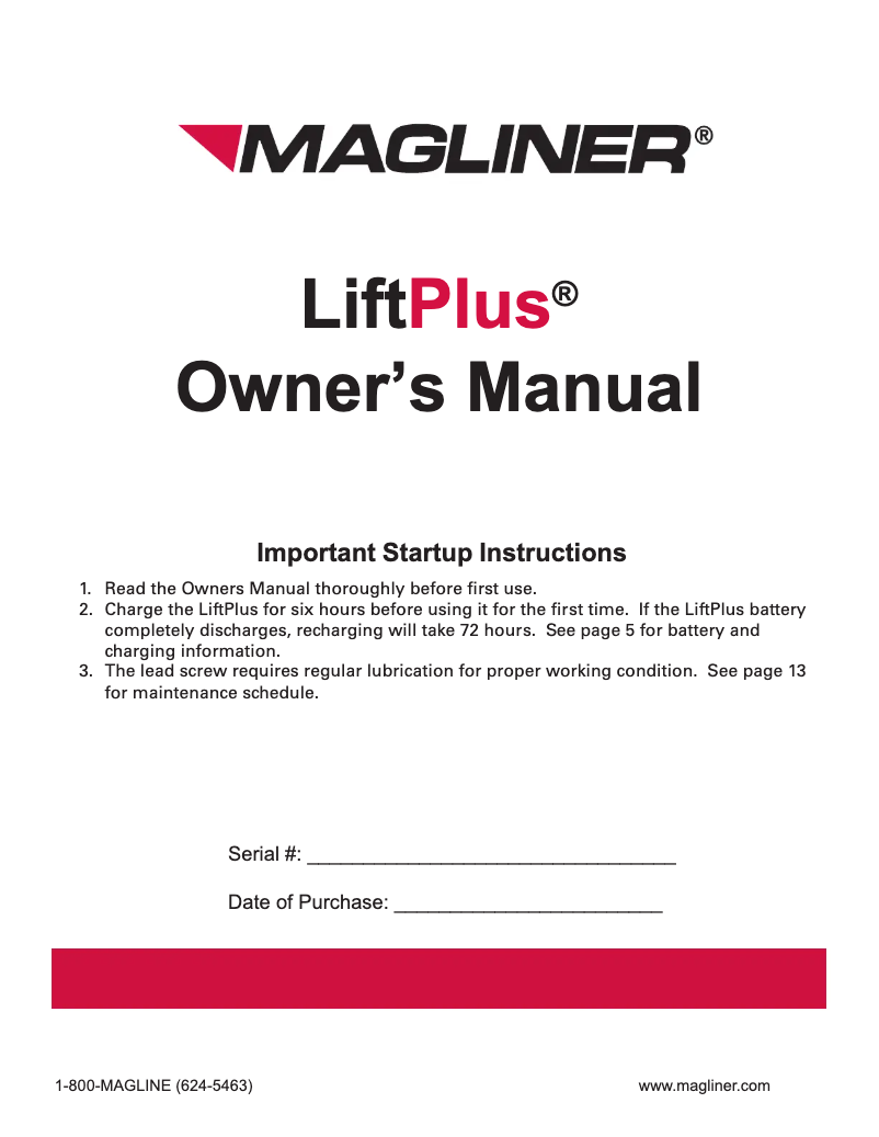 Página 1 del manual Manual de usuario Magliner LiftPlus