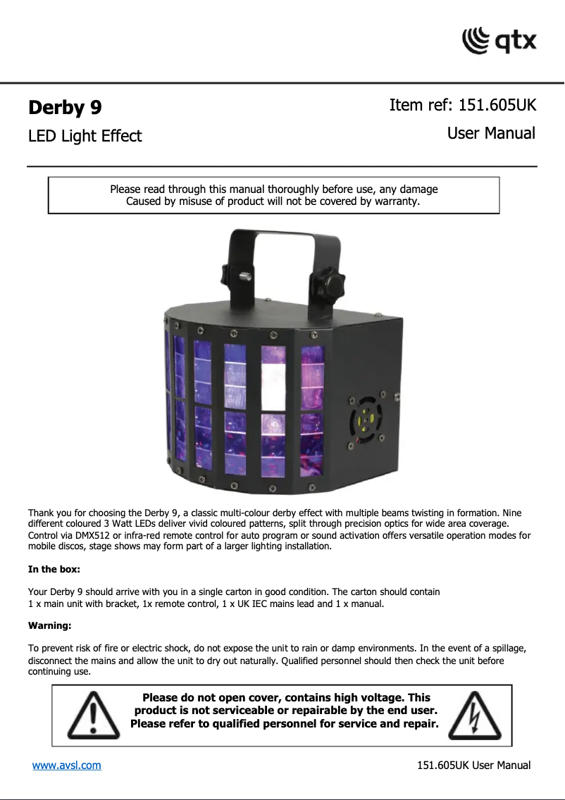 Imagen de la primera página del manual del dispositivo Derby 9