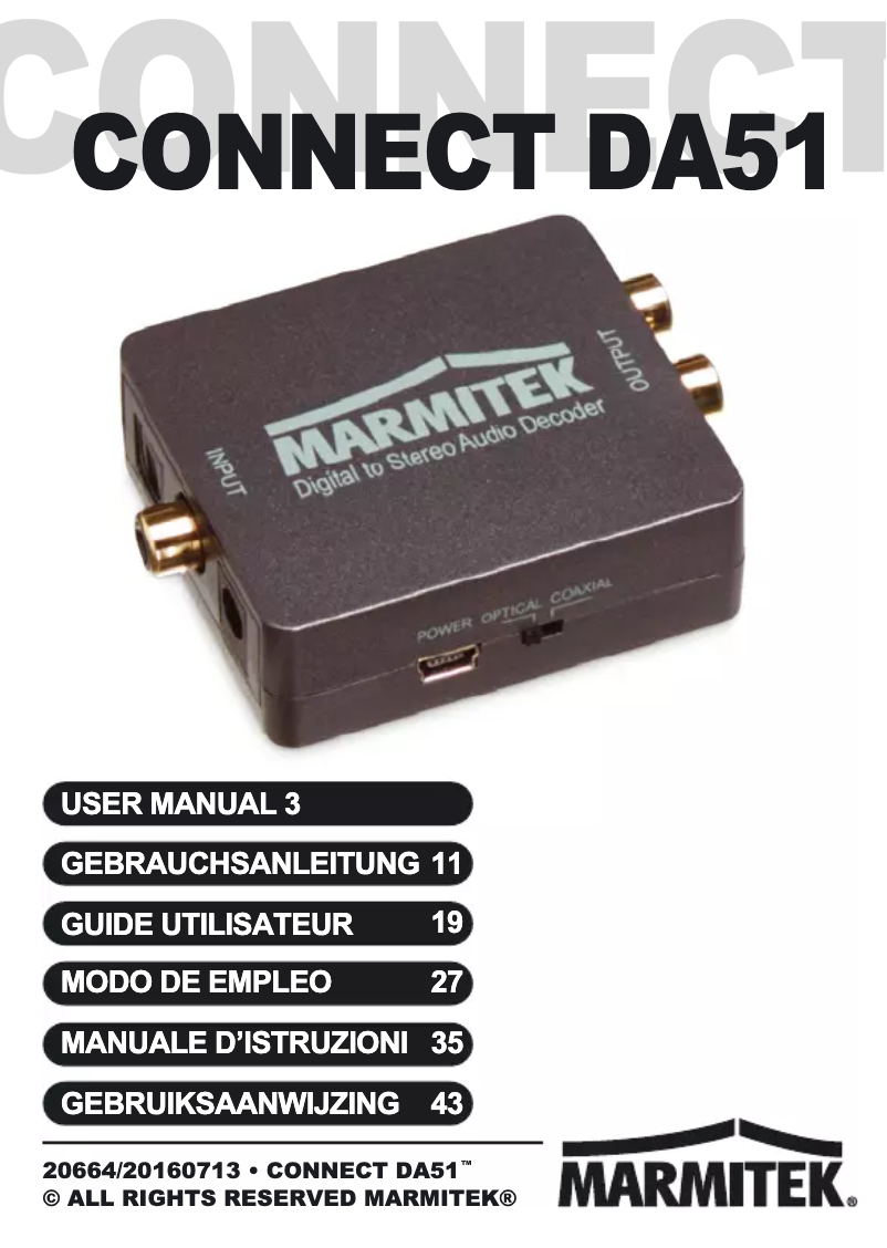 Imagen de la primera página del manual del dispositivo Connect DA51