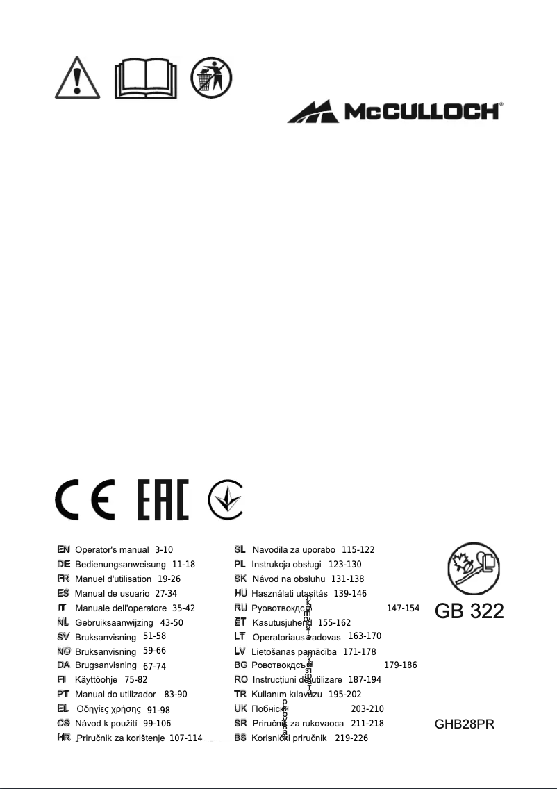 Imagen de la primera página del manual del dispositivo GB 322