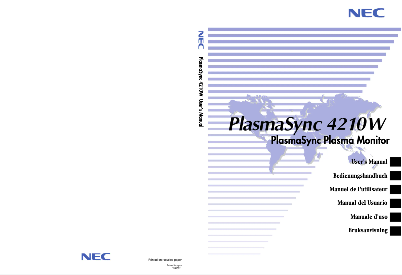 Imagen de la primera página del manual del dispositivo PlasmaSync 4210W