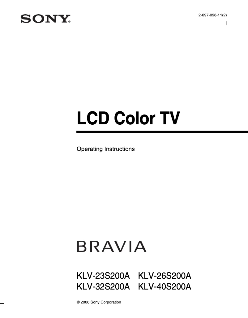 Página 1 del manual Manual de usuario Sony Bravia KLV-32S200A