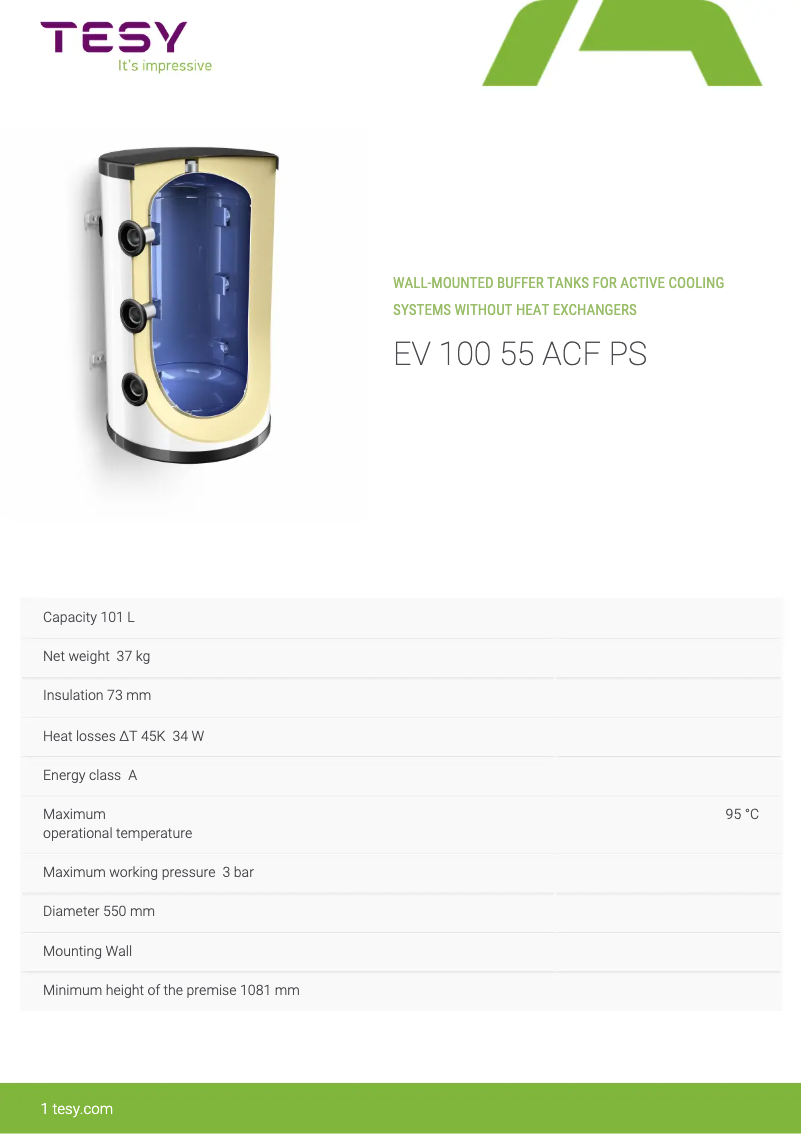 Imagen de la primera página del manual del dispositivo EV 100 55 ACF PS