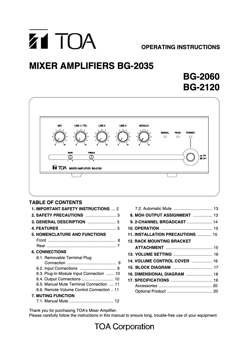 Imagen de la primera página del manual del dispositivo BG-2120