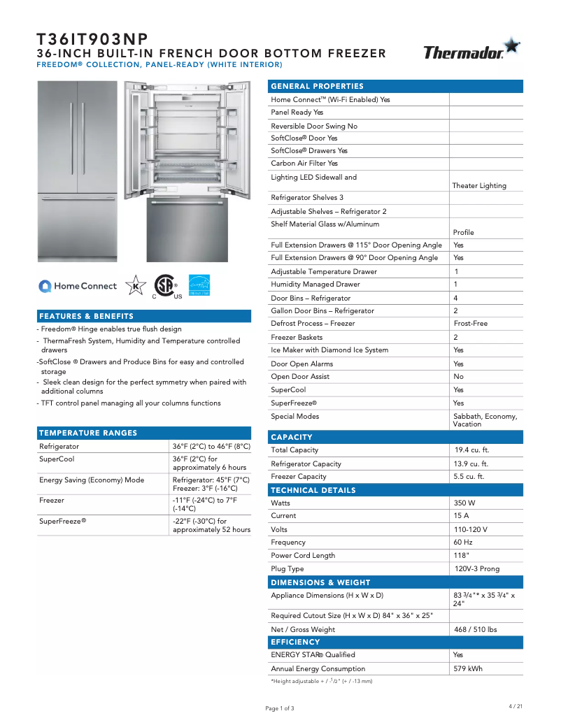 Imagen de la primera página del manual del dispositivo T36IT903NP