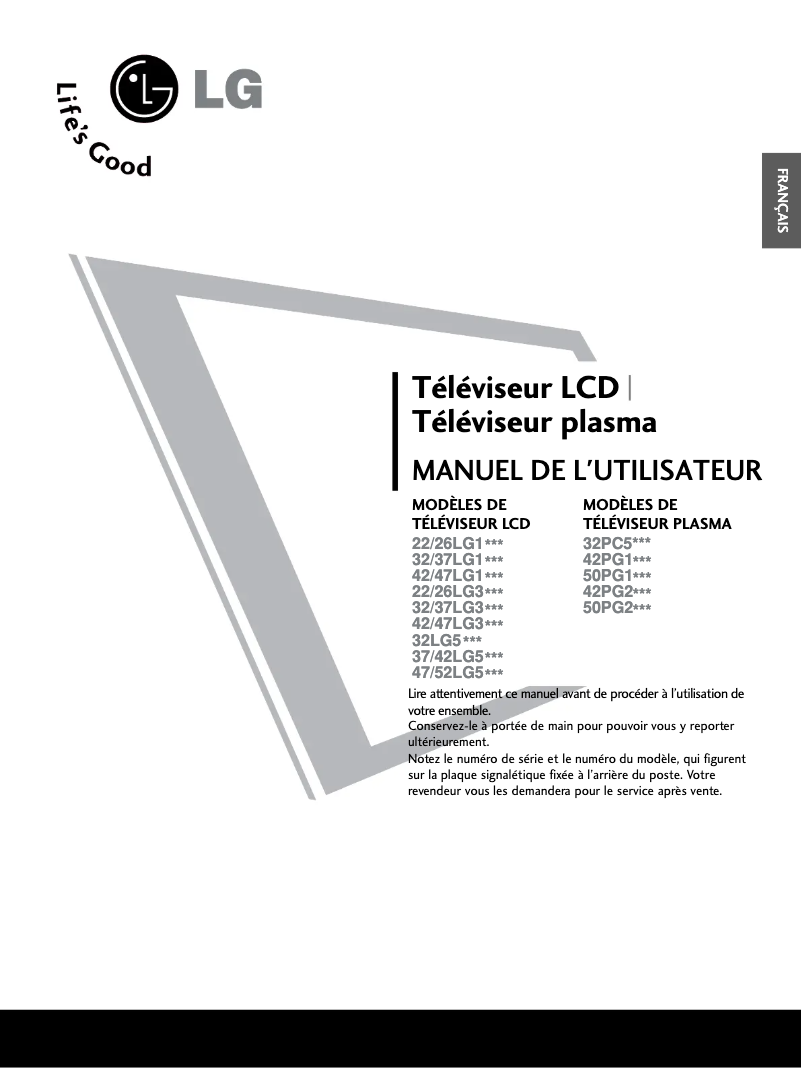 Imagen de la primera página del manual del dispositivo 47LG50FR