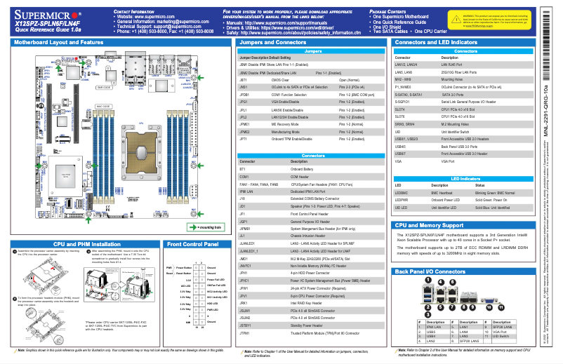 Página 1 del manual Guía de inicio rápido Supermicro X12SPZ-LN4F