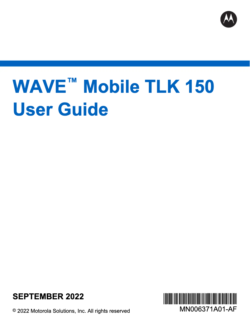 Imagen de la primera página del manual del dispositivo WAVE Mobile TLK 150
