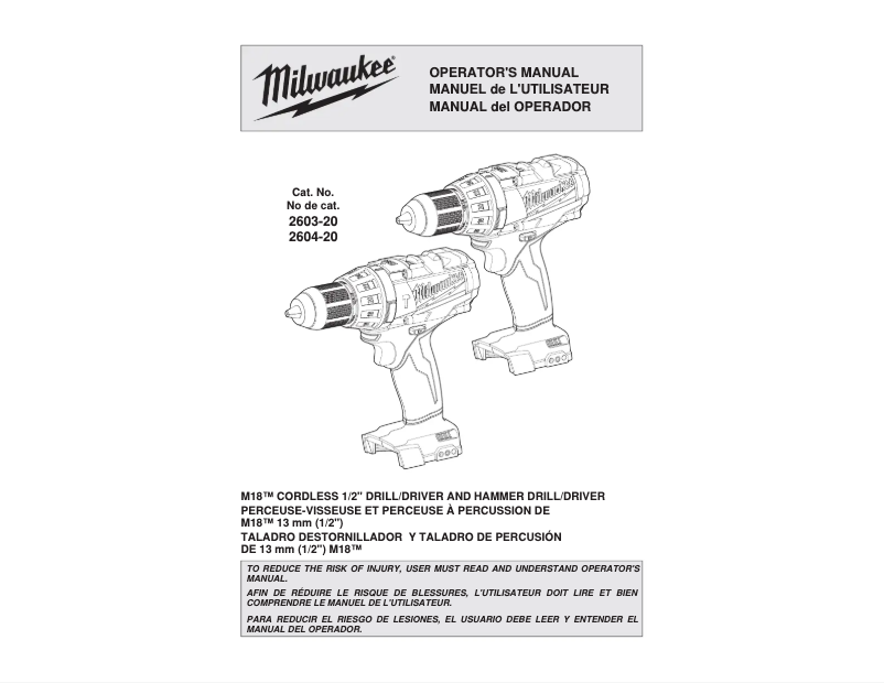 Página nº 1 - Manual de usuario Milwaukee M18 Fuel 2603-22