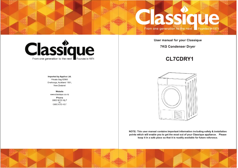 Página 1 del manual Manual de usuario Classique CL7CDRY1