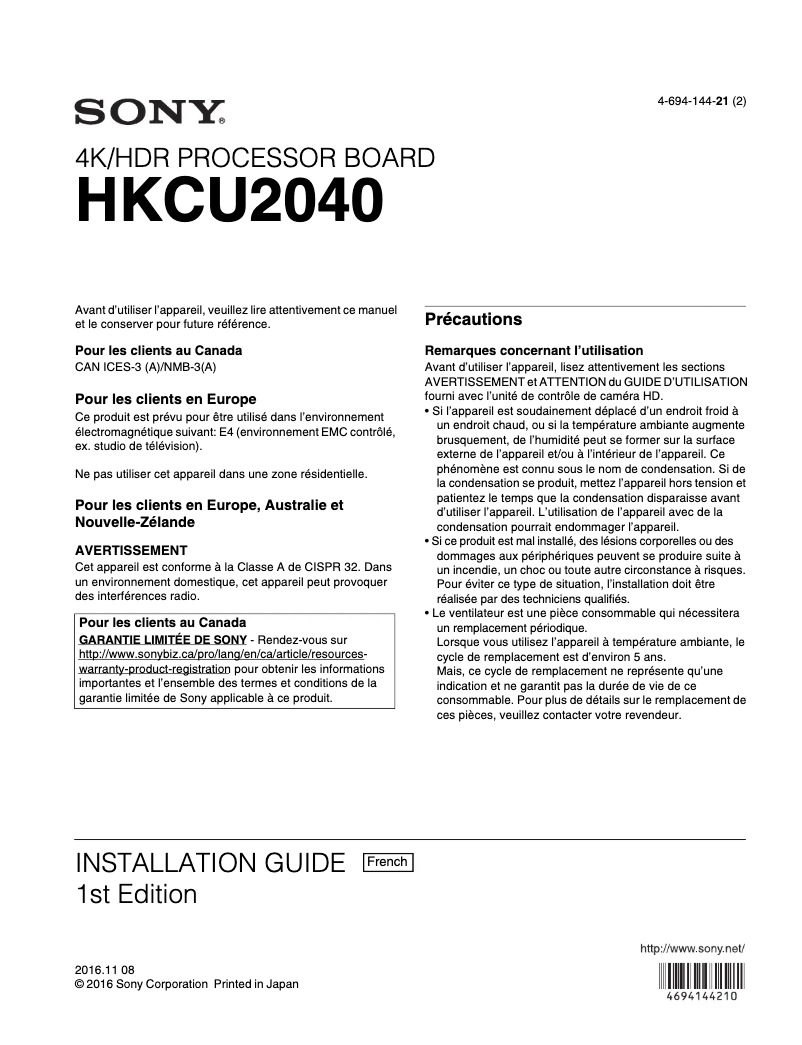 Imagen de la primera página del manual del dispositivo HKCU2040