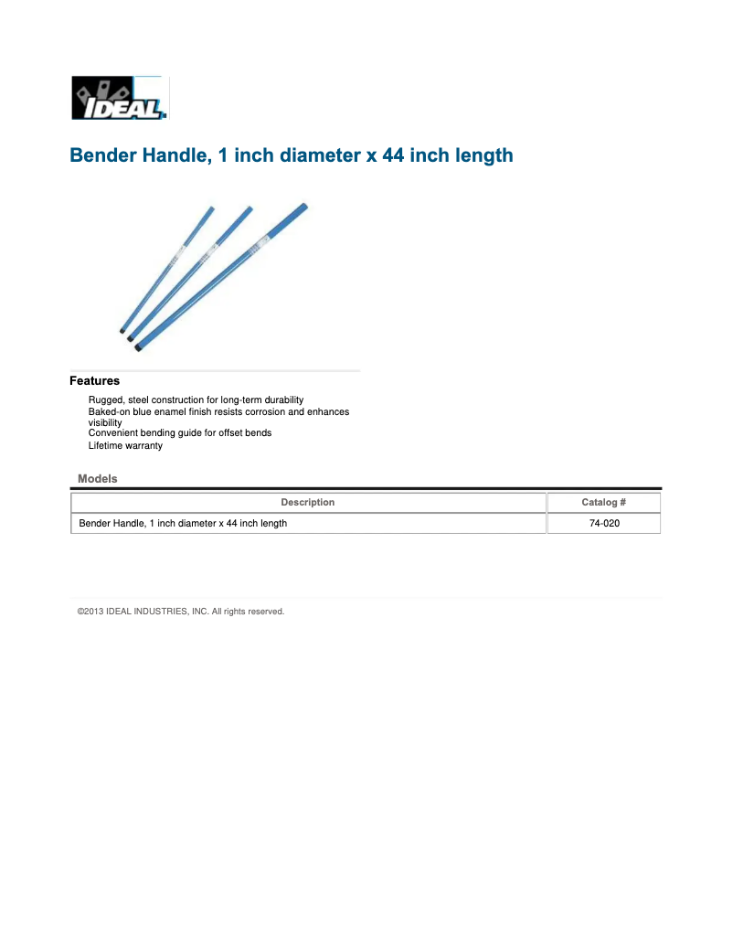 Imagen de la primera página del manual del dispositivo 74-020