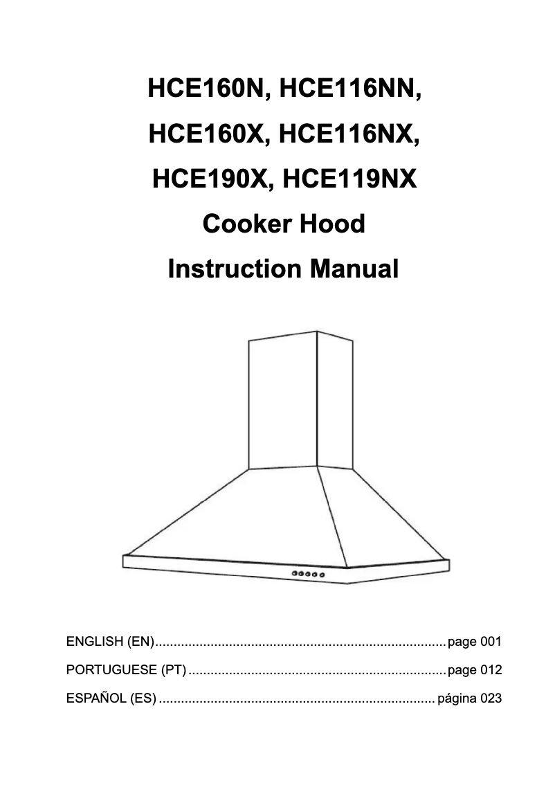 Imagen de la primera página del manual del dispositivo HCE190X