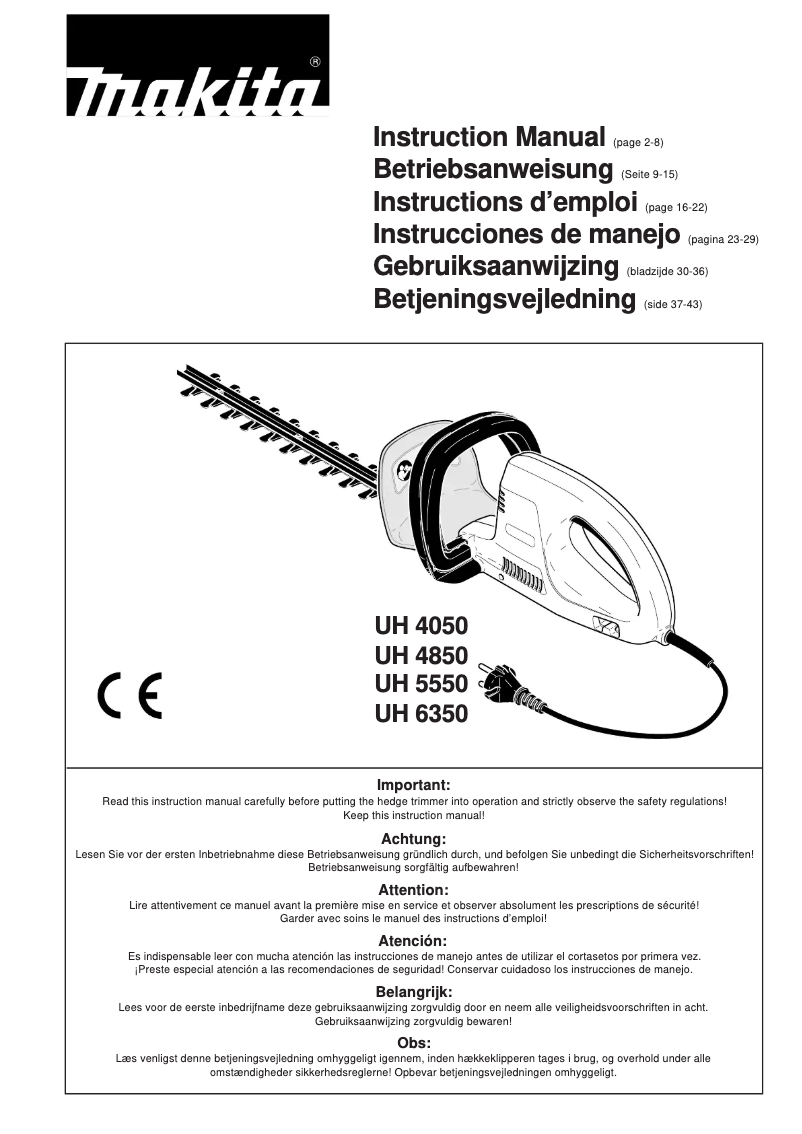 Página 1 del manual Manual de usuario Makita UH4050