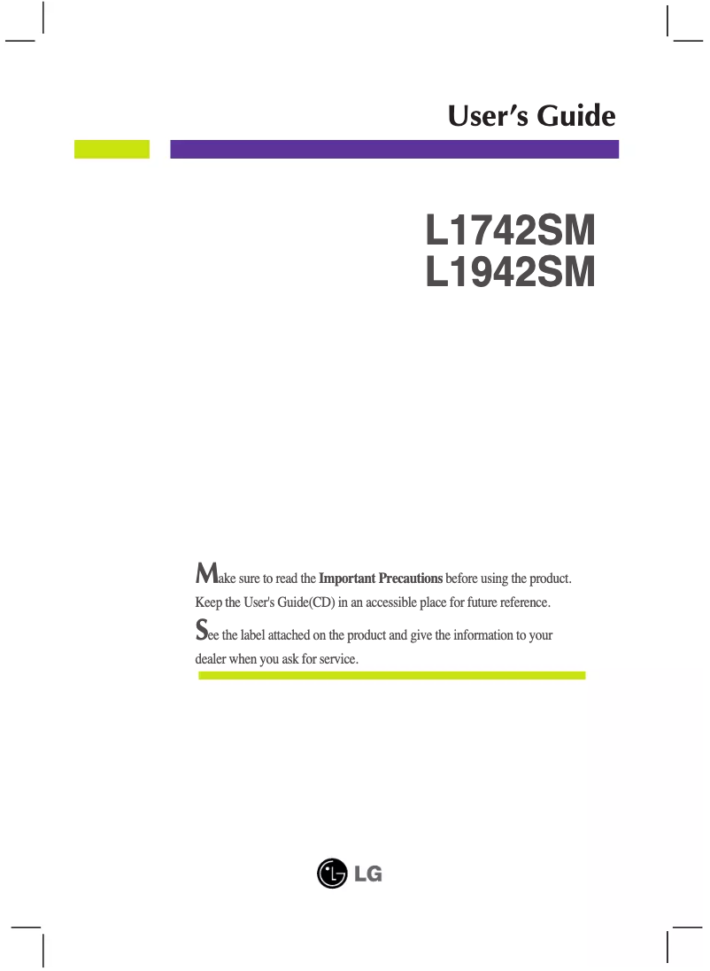 Imagen de la primera página del manual del dispositivo L1742SM