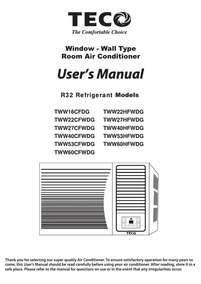Imagen de la primera página del manual del dispositivo TWW53HFWDG