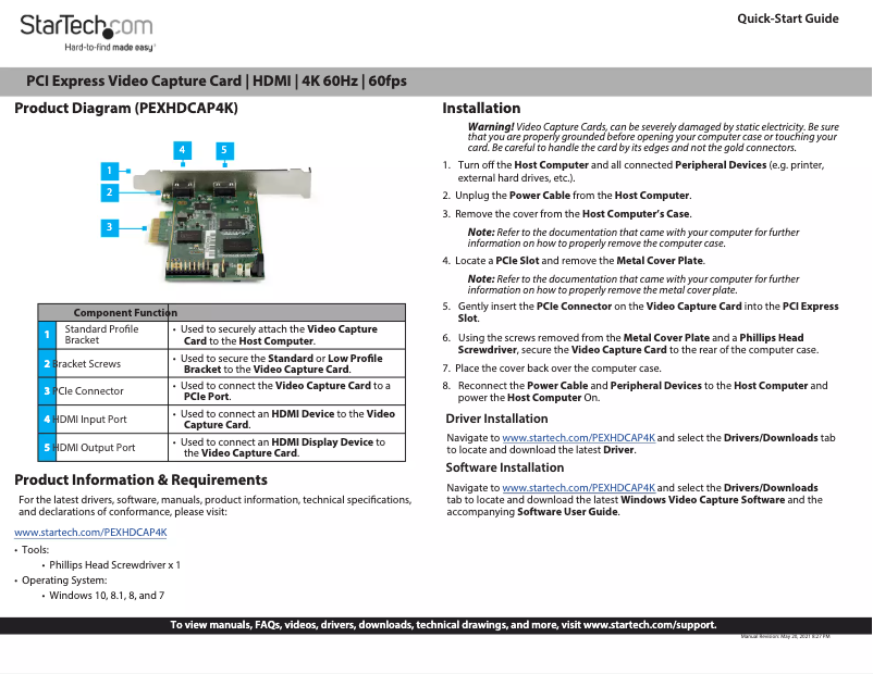 Imagen de la primera página del manual del dispositivo PEXHDCAP4K