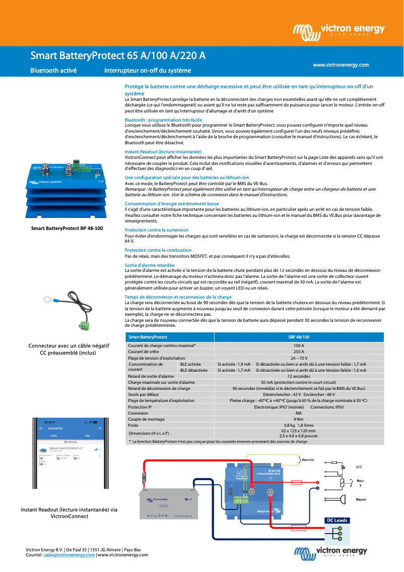 Página 1 del manual Ficha técnica Victron Energy Smart BatteryProtect 12/24V