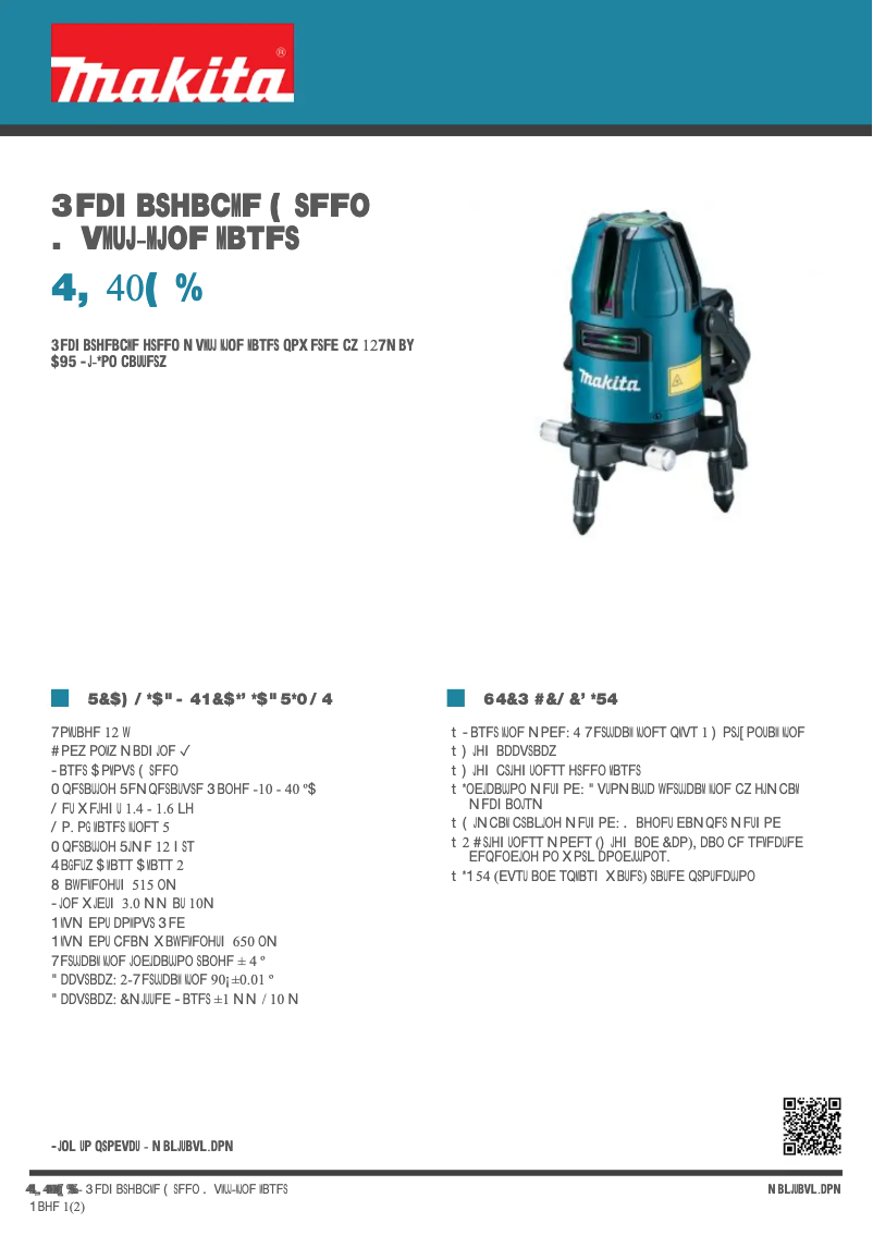 Página 1 del manual Ficha técnica Makita SK40GD