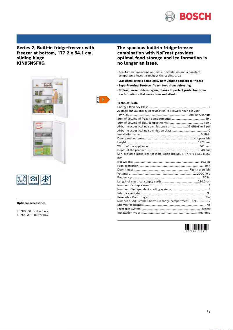 Imagen de la primera página del manual del dispositivo Serie 2 KIN85NSF0G