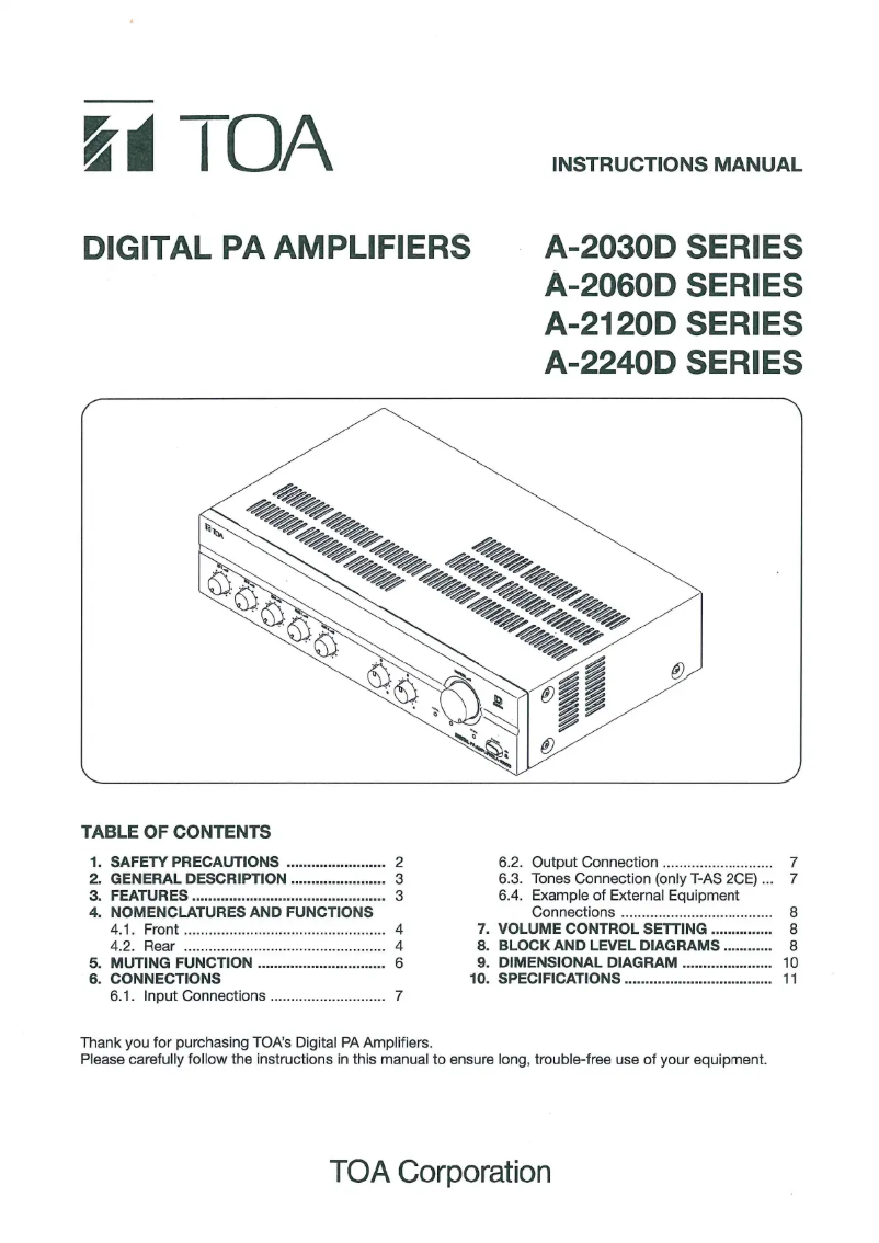 Página nº 1 - Manual de usuario TOA A-2030DD
