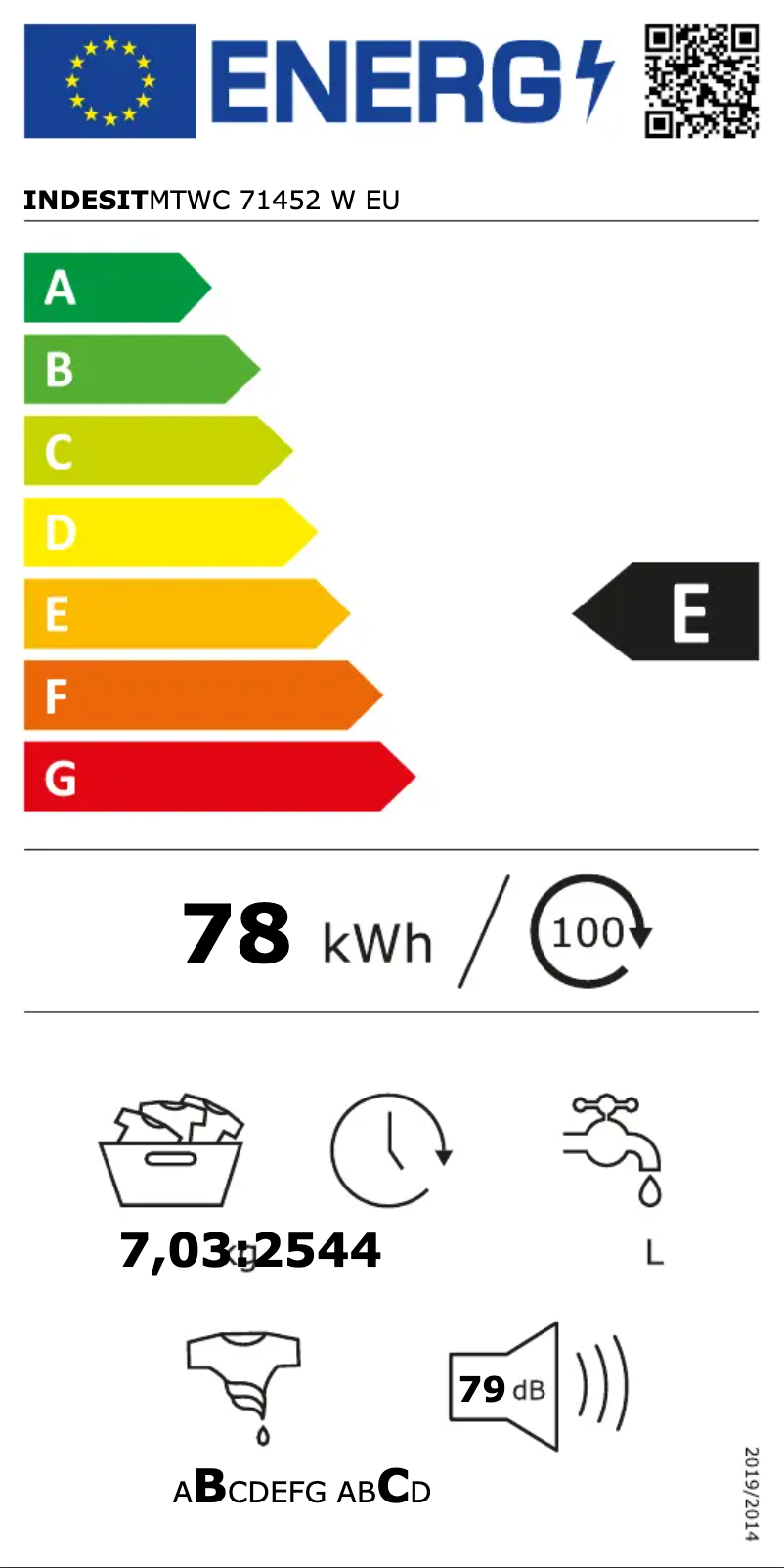 Página 1 del manual Etiqueta energética Indesit MTWC 71452 W EU