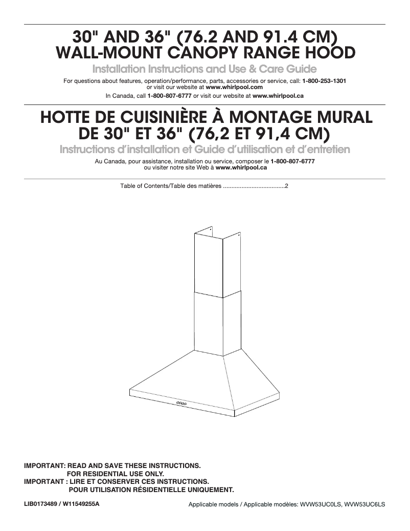 Imagen de la primera página del manual del dispositivo WVW53UC6LS