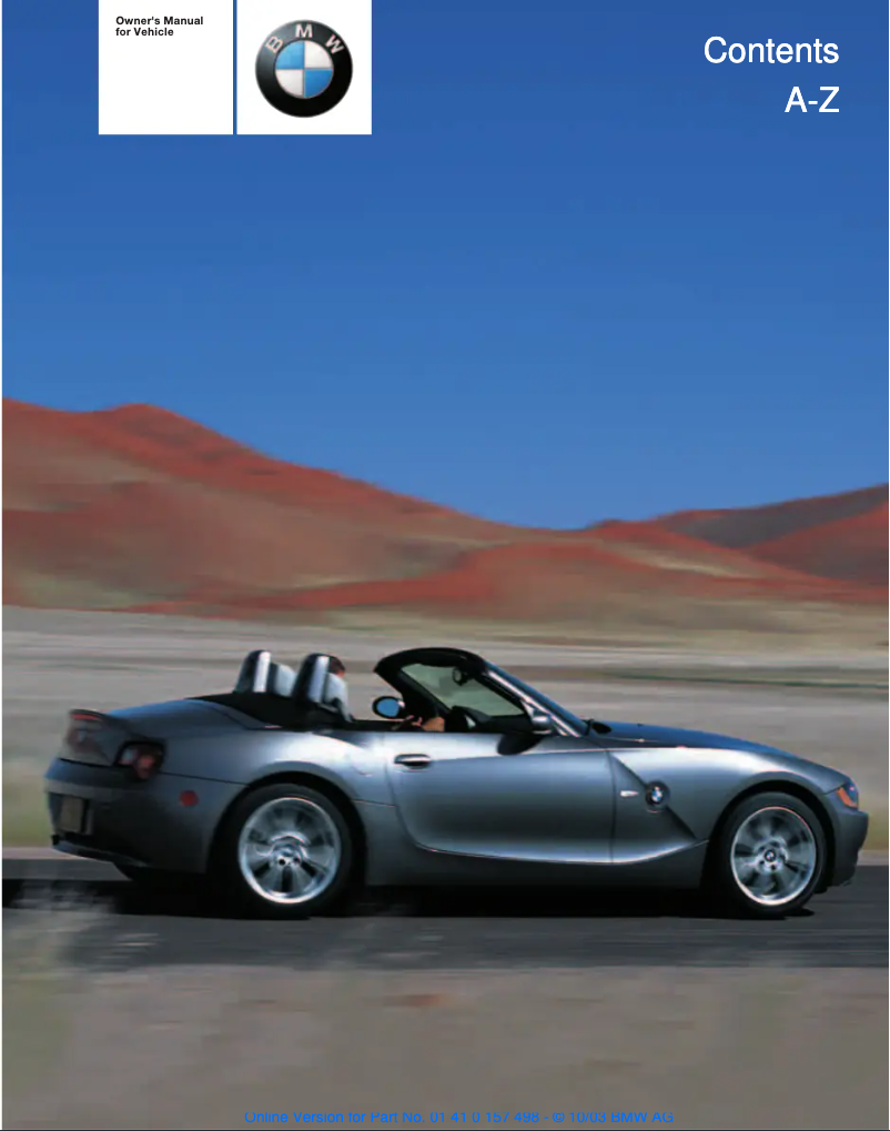 Imagen de la primera página del manual del dispositivo 3.0i Roadster (2004)
