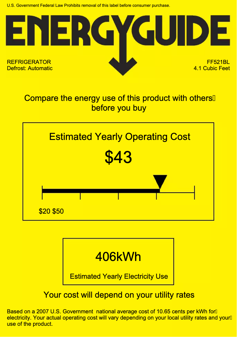 Página 1 del manual Etiqueta energética Summit FF521BL