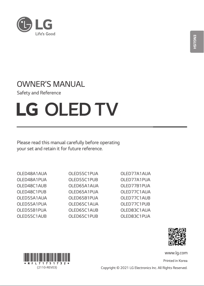 Página nº 1 - Manual de usuario LG OLED77A1PUA