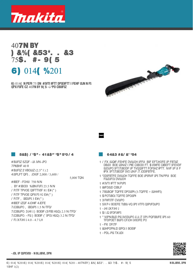 Página 1 del manual Ficha técnica Makita UH014GD201