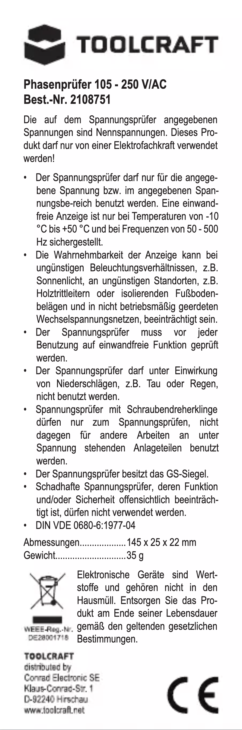 Página 1 del manual Manual de usuario Toolcraft WHS-017