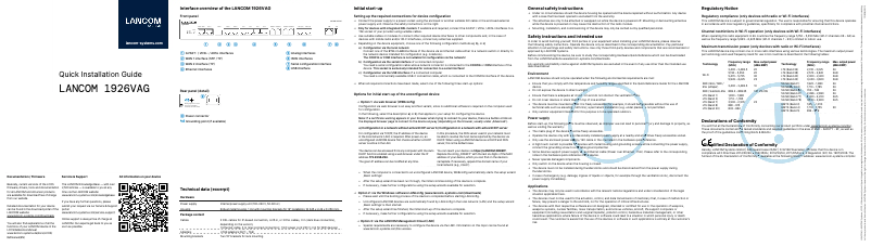 Página 1 del manual Guía de instalación Lancom 1926VAG