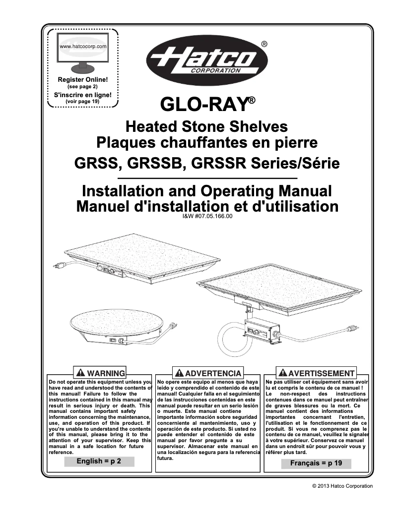 Imagen de la primera página del manual del dispositivo Glo-Ray GRSS-3018