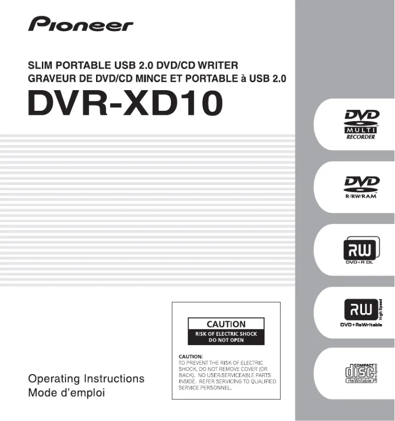 Imagen de la primera página del manual del dispositivo DVR-XD10
