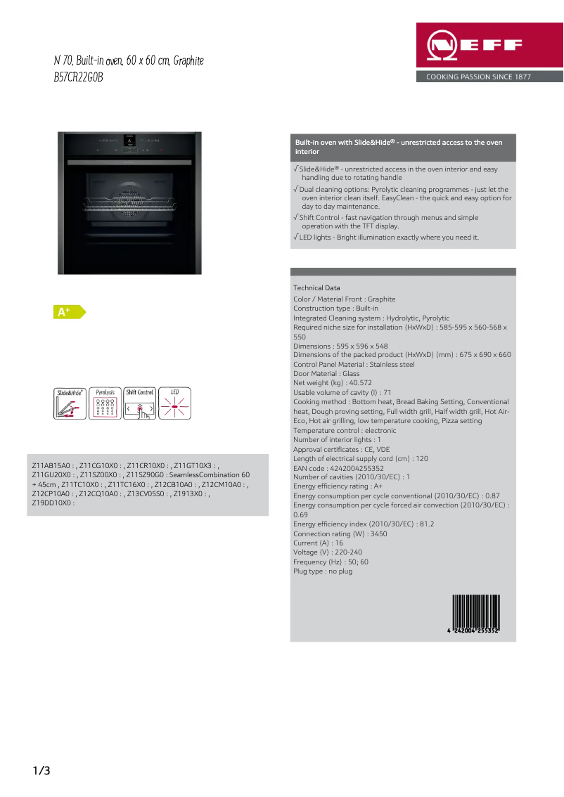 Página nº 1 - Ficha técnica Neff B57CR22G0B