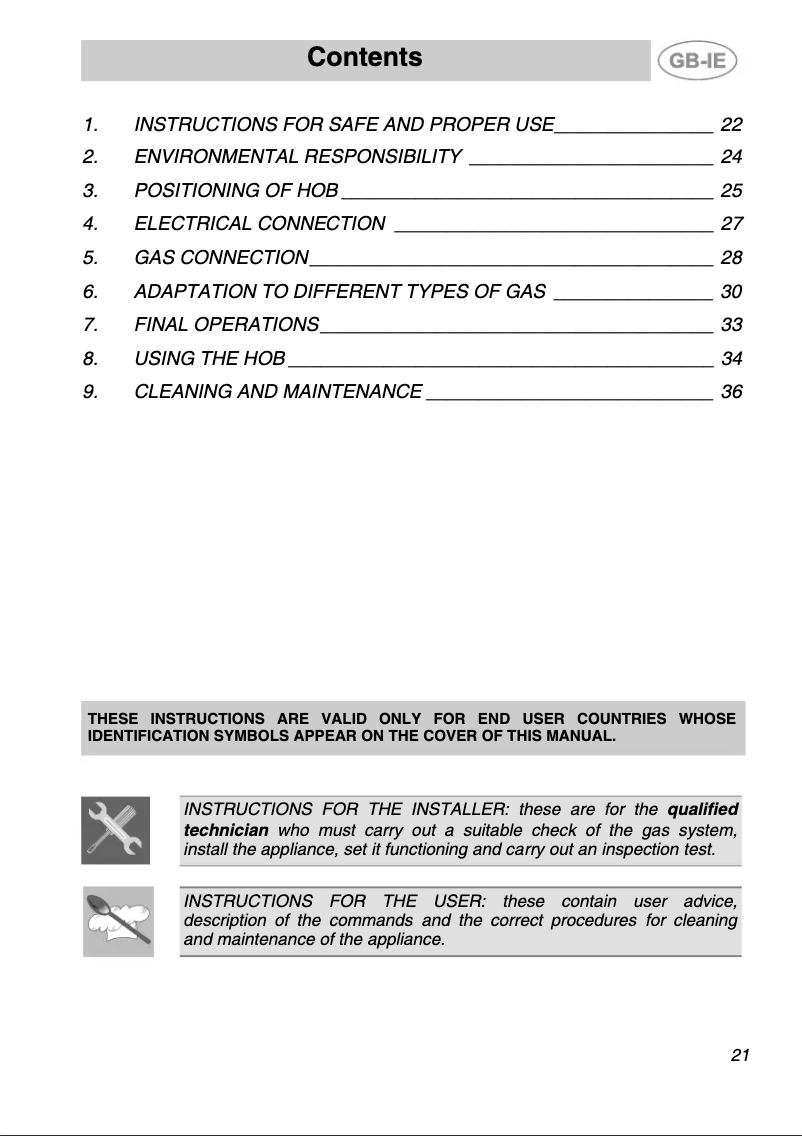 Página nº 1 - Manual de usuario Smeg SE70S6