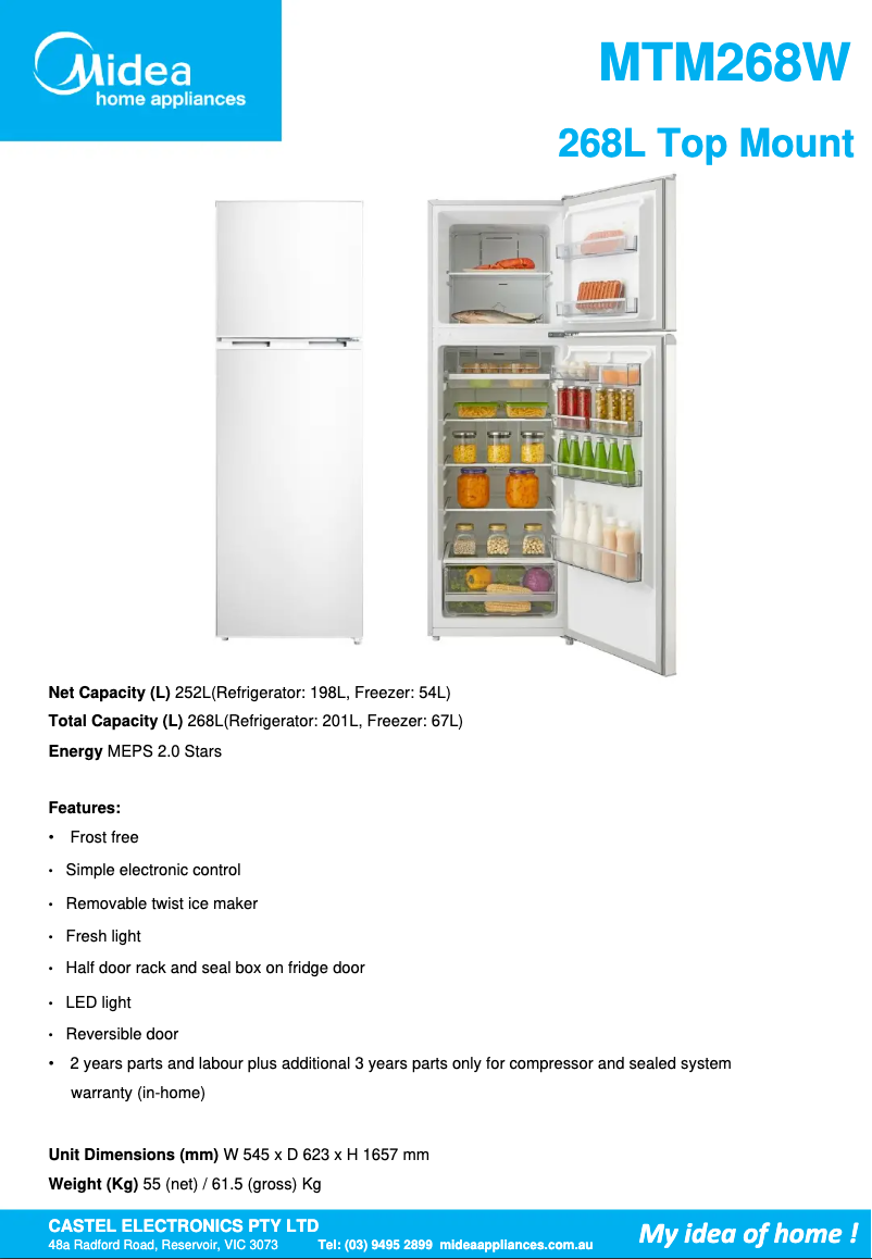 Imagen de la primera página del manual del dispositivo MTM268W