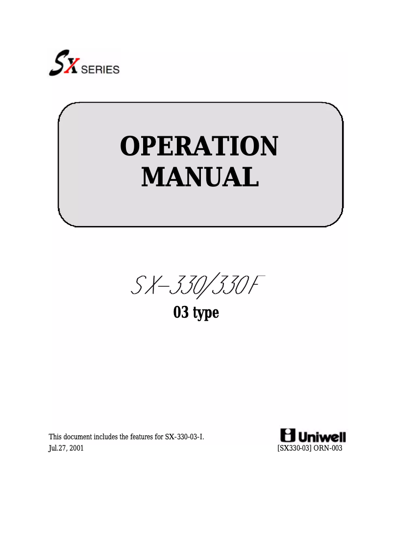 Página 1 del manual Manual de usuario Uniwell SX-330