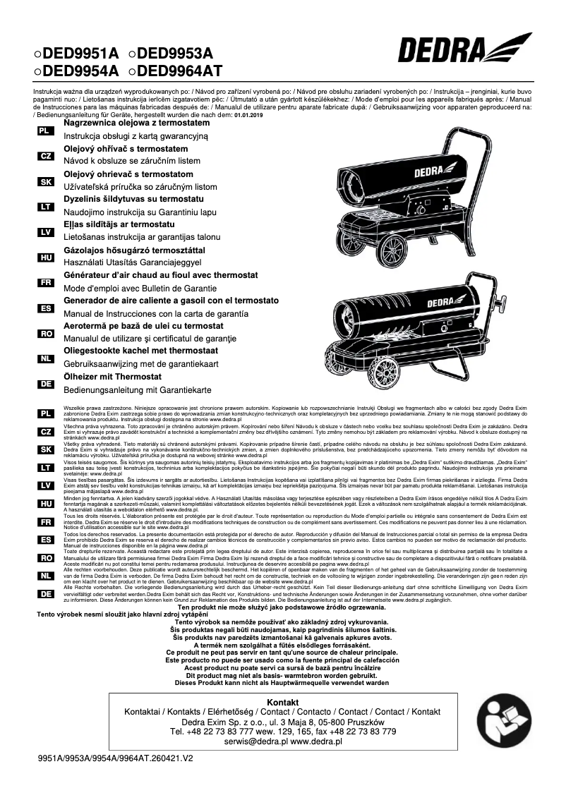 Página 1 del manual Manual de usuario DEDRA DED9954A