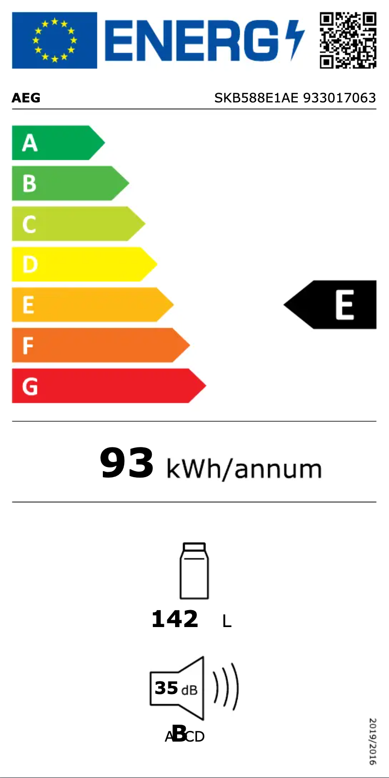 Página nº 1 - Etiqueta energética AEG SKB588E1AE