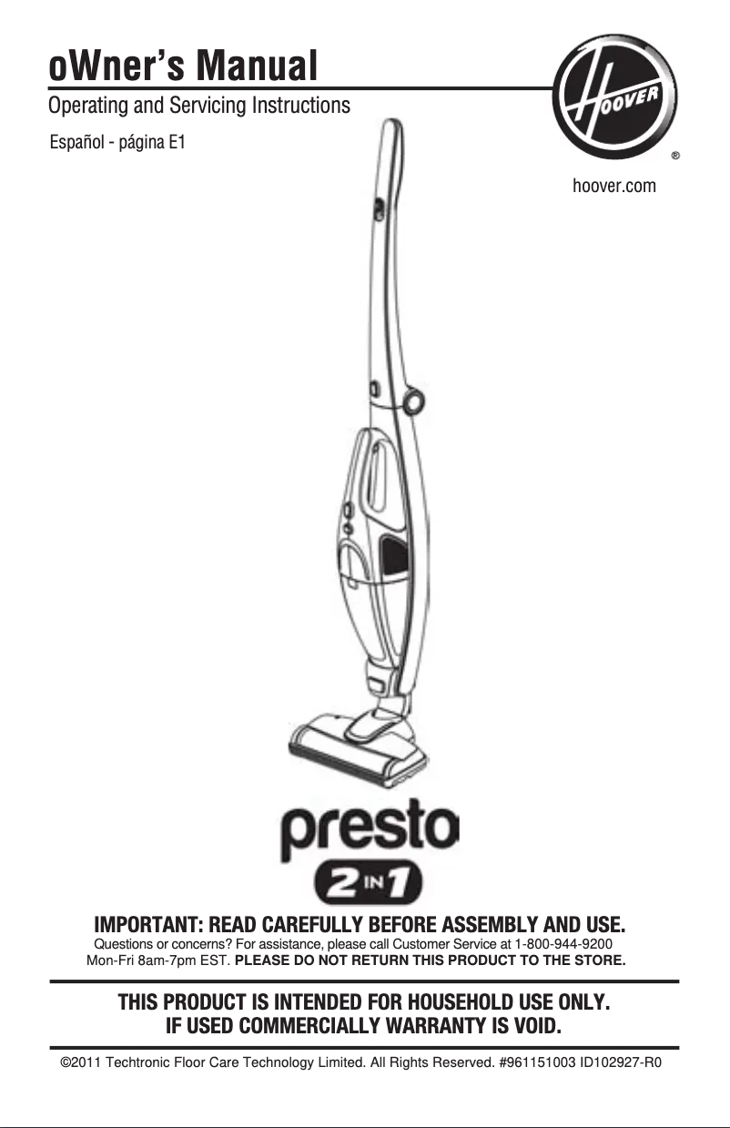 Página 1 del manual Manual de usuario Hoover BH20090