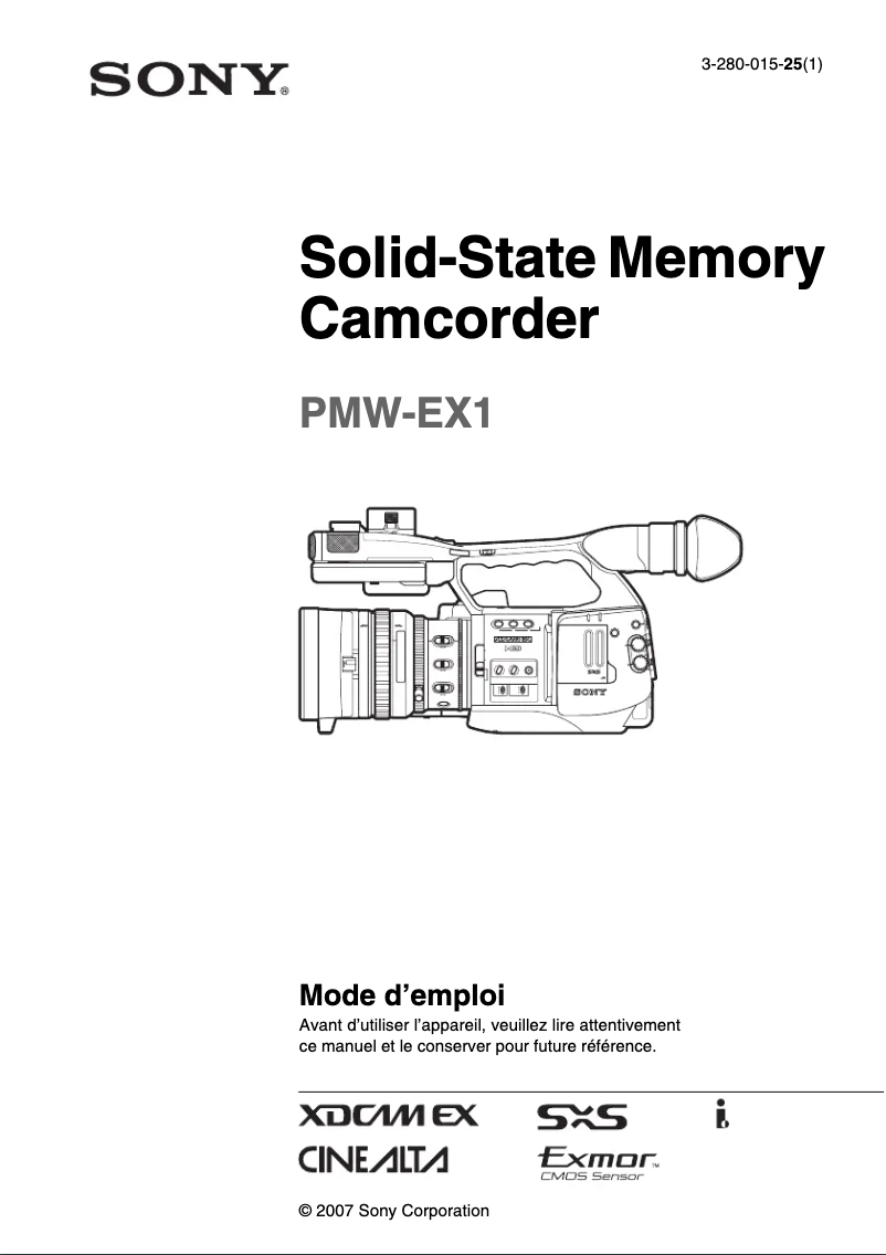 Imagen de la primera página del manual del dispositivo PMW-EX1